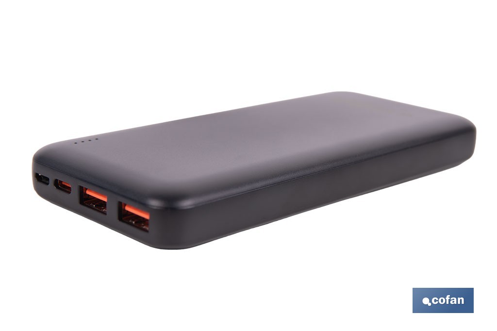 Batería externa portátil de 20 W con USB-A y USB tipo C | Power bank 10.000 mAh de polímero de litio 3,7 V - Cofan