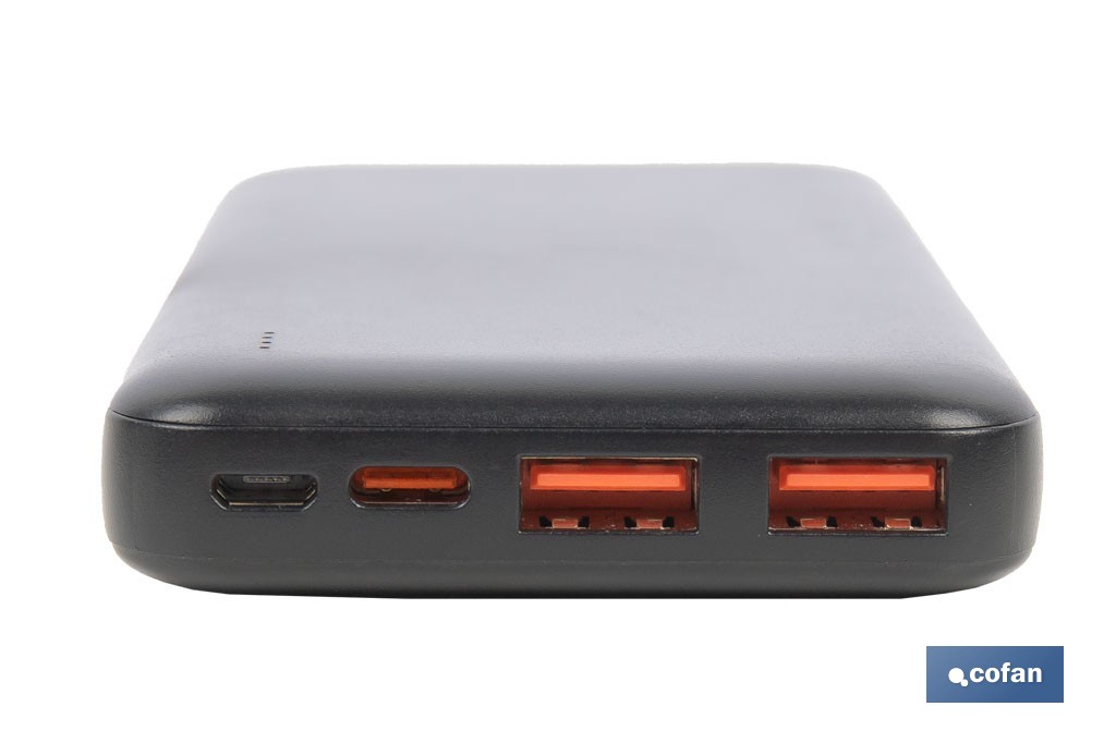 Batería externa portátil de 20 W con USB-A y USB tipo C | Power bank 10.000 mAh de polímero de litio 3,7 V - Cofan