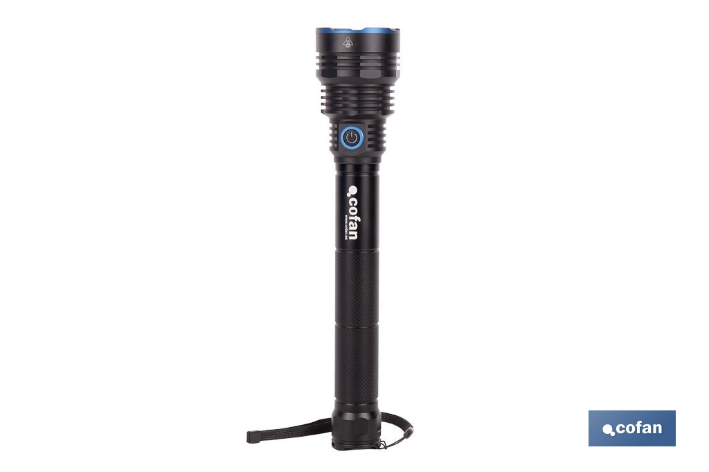 Linterna LED de alta potencia | Recargable con 6 modos de luz | Disponible en dos potencias: 18.000 lm y 10.000 lm - Cofan
