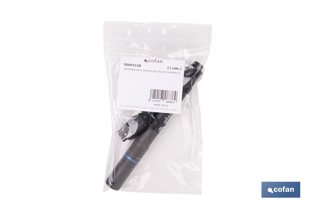 Linterna LED formato Bolígrafo Recargable de Aluminio | 3 funciones y enfoque ajustable | Cable USB-C incluido - Cofan