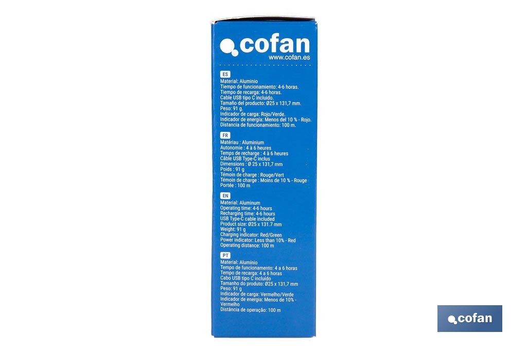 Linterna LED plegable y recargable con 5 modos de luz y con base magnética | 1200 lm, alcance de 100 m - Cofan