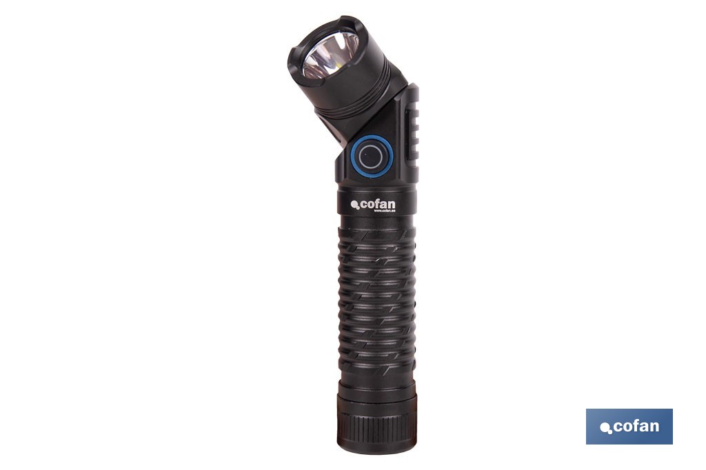 Linterna LED plegable y recargable con 5 modos de luz y con base magnética | 1200 lm, alcance de 100 m - Cofan