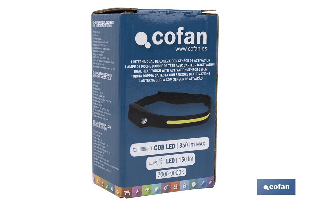 Lanterna Dual de Cabeça com Sensor de Activação | 350 lm - Cofan