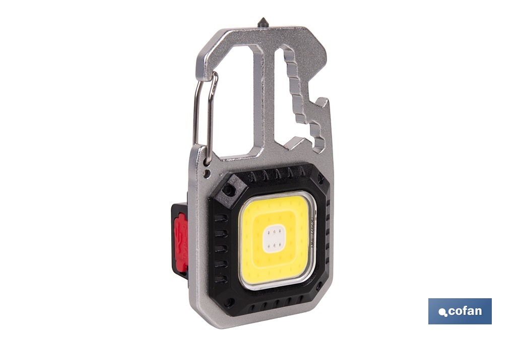 Linterna llavero LED COB 500 lm recargable con 7 modos de luz | Lámpara multifuncional - Cofan