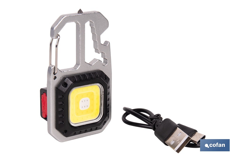 Linterna llavero LED COB 500 lm recargable con 7 modos de luz | Lámpara multifuncional - Cofan