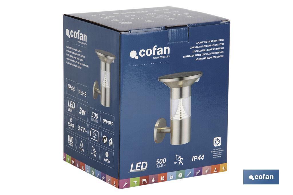 LAMPADA DA PARETE LED SOLARE CON SENSORE - Cofan