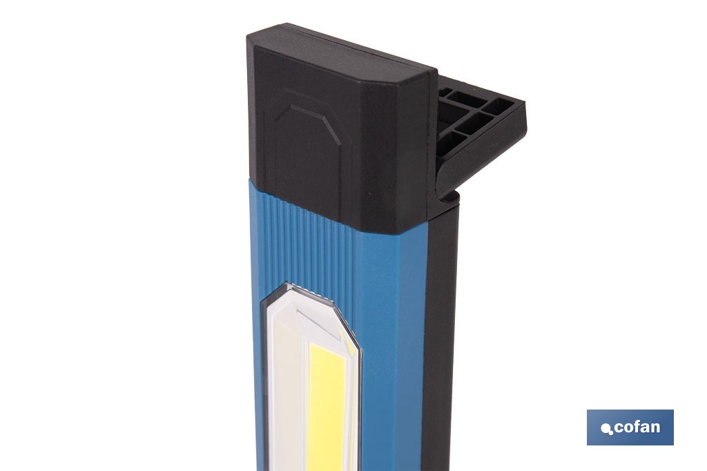 Lámpara de inspección LED COB 1200 lm | Recargable con 3 modos de luz | Extremos magnéticos, giratorios y plegables - Cofan