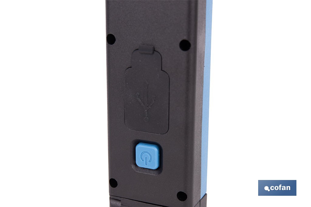 Lámpara de inspección LED COB 1200 lm | Recargable con 3 modos de luz | Extremos magnéticos, giratorios y plegables - Cofan