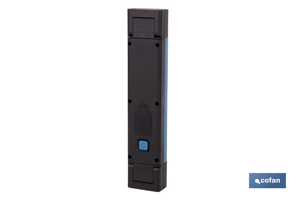 Lámpara de inspección LED COB 1200 lm | Recargable con 3 modos de luz | Extremos magnéticos, giratorios y plegables - Cofan