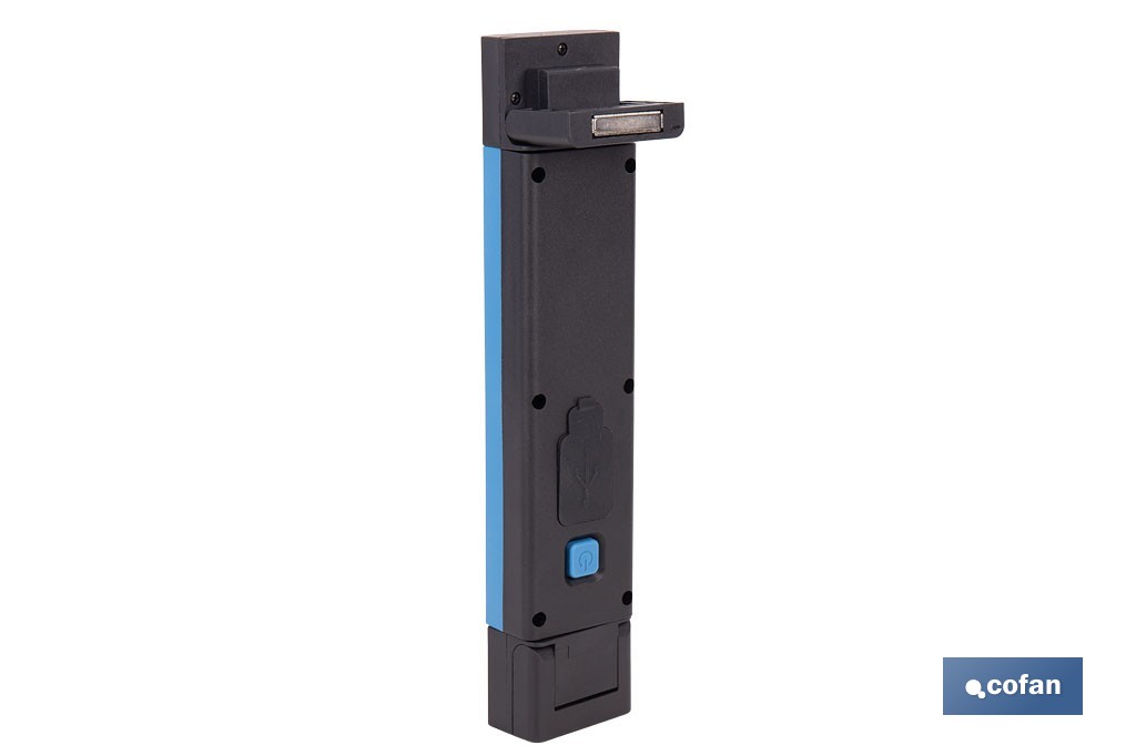 Lámpara de inspección LED COB 1200 lm | Recargable con 3 modos de luz | Extremos magnéticos, giratorios y plegables - Cofan