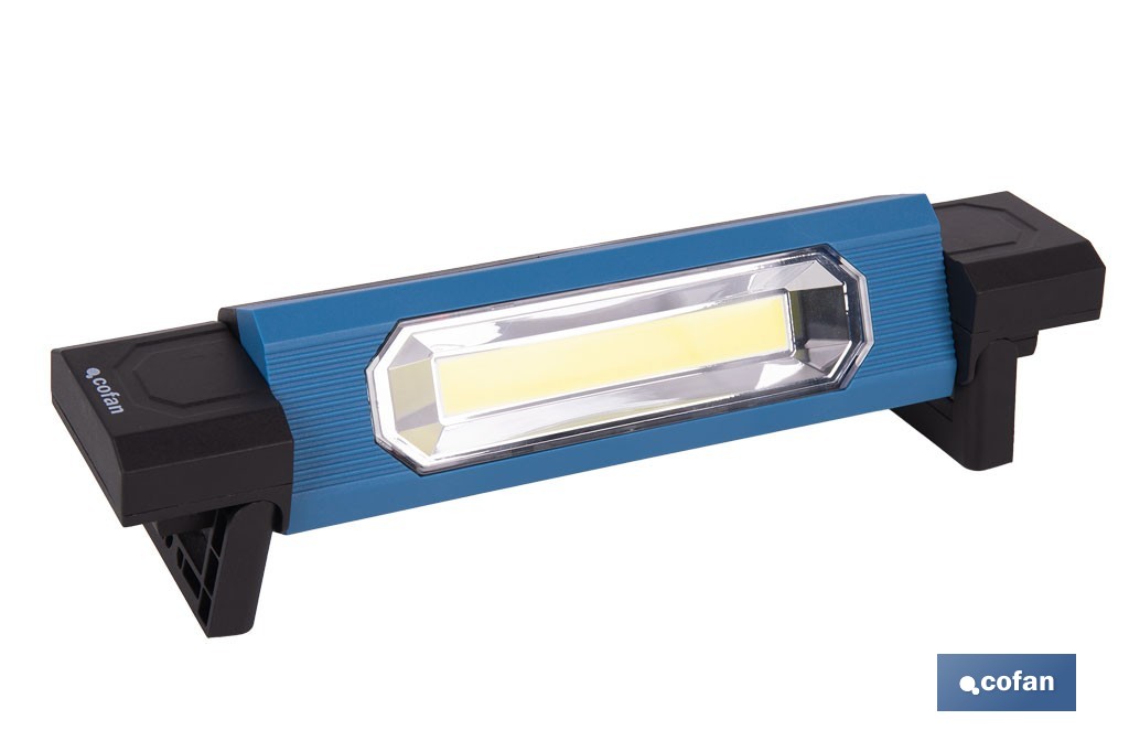 Lámpara de inspección LED COB 1200 lm | Recargable con 3 modos de luz | Extremos magnéticos, giratorios y plegables - Cofan