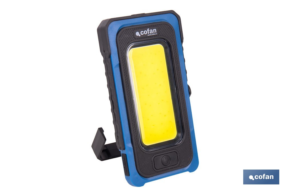 Lámpara de inspección de 500 LM COB LED con panel solar | Recargable con USB Tipo C | Luz blanca y roja | Base Magnética - Cofan