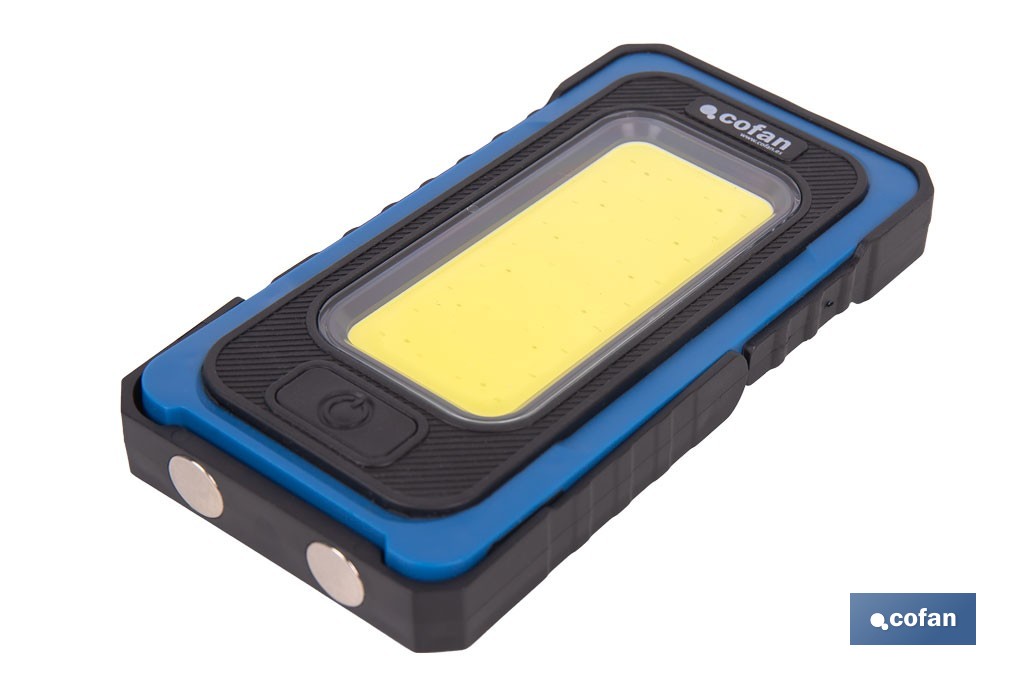 Lámpara de inspección de 500 LM COB LED con panel solar | Recargable con USB Tipo C | Luz blanca y roja | Base Magnética - Cofan