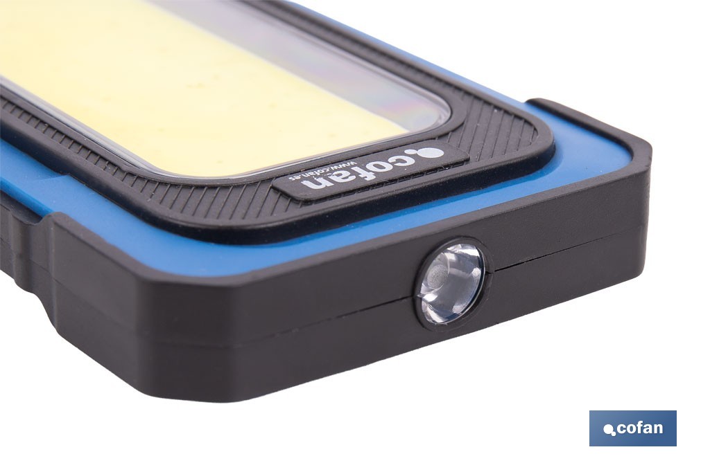 Lámpara de inspección de 500 LM COB LED con panel solar | Recargable con USB Tipo C | Luz blanca y roja | Base Magnética - Cofan