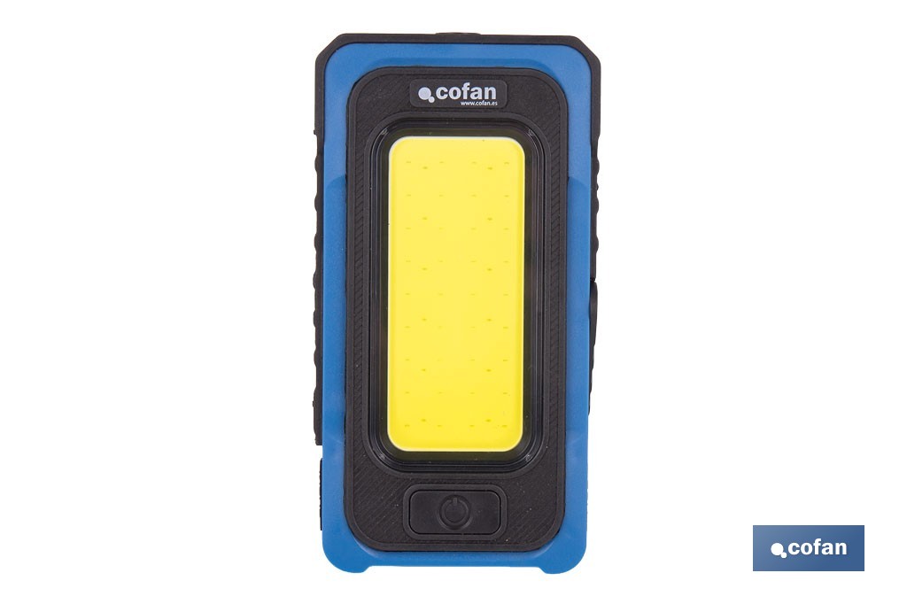 Lámpara de inspección de 500 LM COB LED con panel solar | Recargable con USB Tipo C | Luz blanca y roja | Base Magnética - Cofan