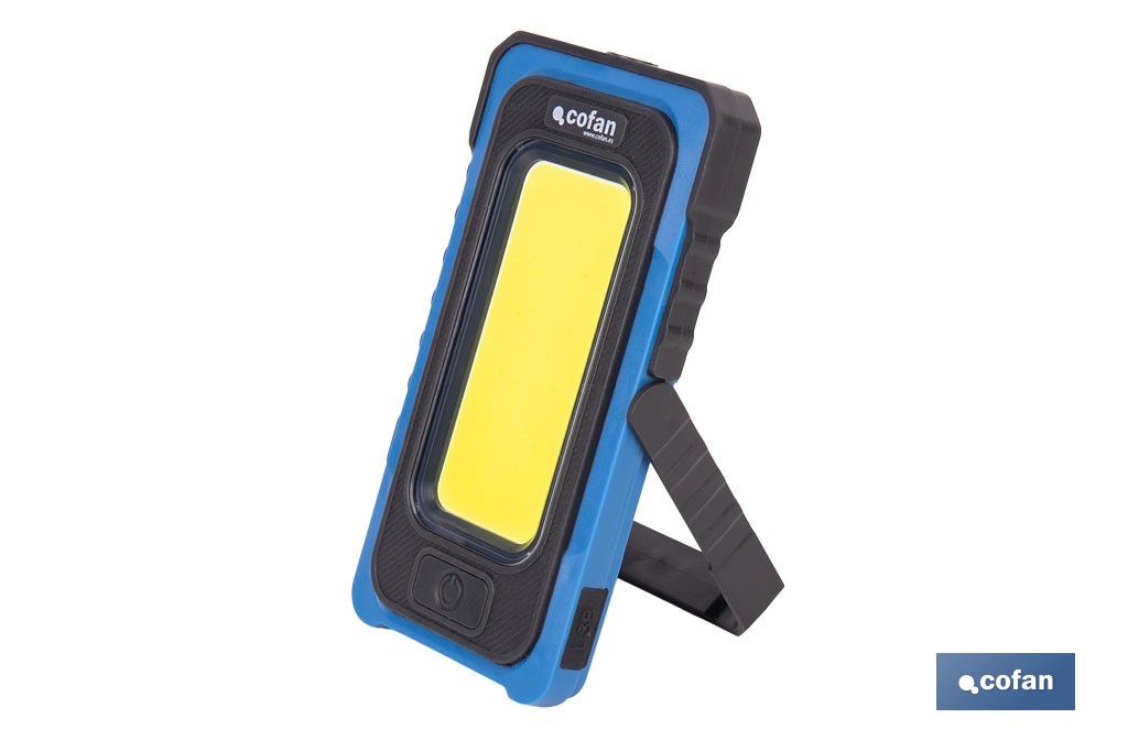 Lámpara de inspección de 500 LM COB LED con panel solar | Recargable con USB Tipo C | Luz blanca y roja | Base Magnética - Cofan