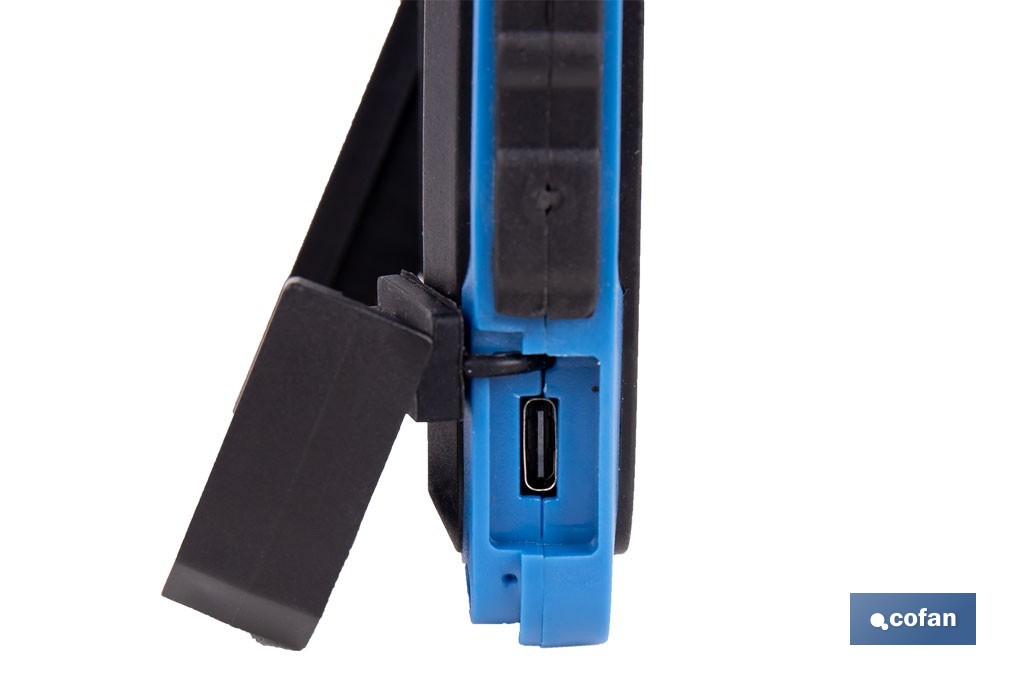 Lámpara de inspección de 500 LM COB LED con panel solar | Recargable con USB Tipo C | Luz blanca y roja | Base Magnética - Cofan