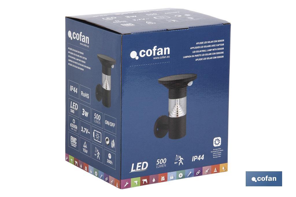 APLIQUE LED SOLAR COM SENSOR - Cofan