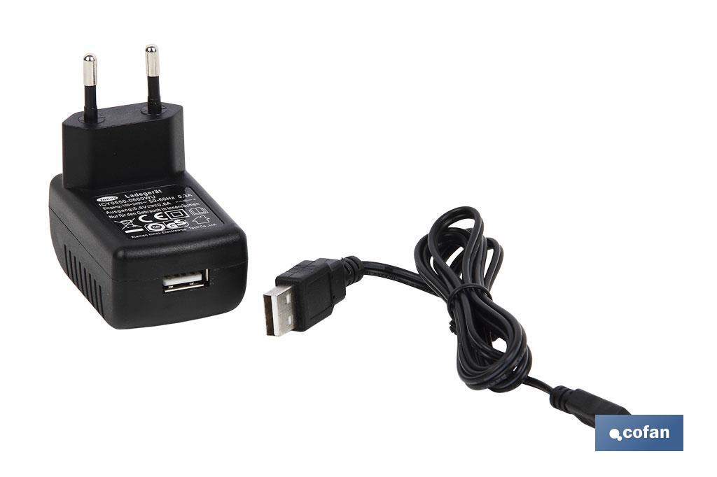 Cargador de Batería para Atornillador Cofan | Potencia 3,6 V | Potencia máxima 5,5 V | Cable USB - micro USB - Cofan