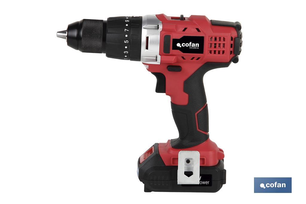 Taladro Percutor a Batería con 1300 rpm | Batería Li-ion de 20V - 1,5 Ah + Cargador incluidos - Cofan