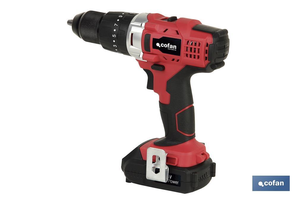 Taladro Percutor a Batería con 1300 rpm | Batería Li-ion de 20V - 1,5 Ah + Cargador incluidos - Cofan