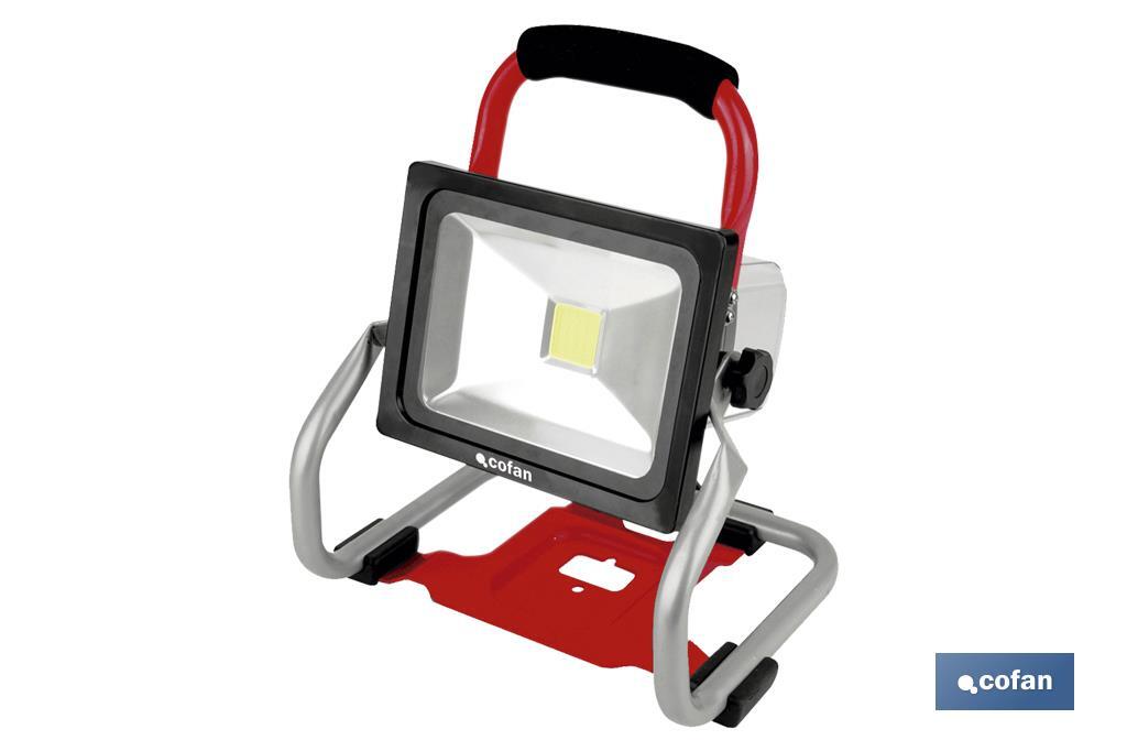 Foco led portátil de batería de 20W | Batería Li-ion de 18V + Cargador incluidos | 3 intensidades de luz - Cofan