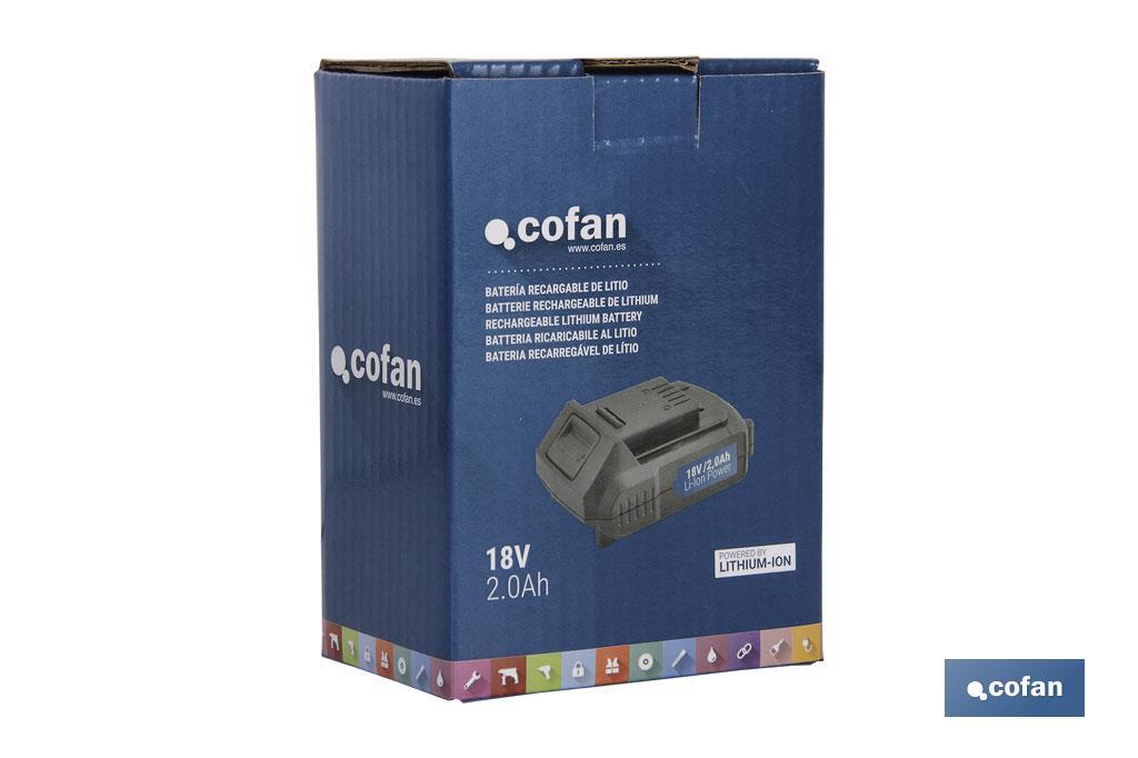 Batería Recargable de Litio Li-ion I 18V I 2.0 Ah I Apta para herramientas eléctricas a Batería - Cofan