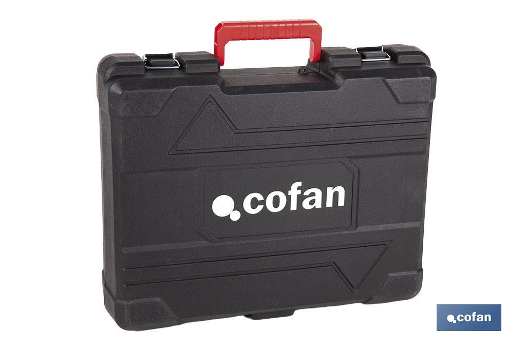 Taladro percutor y atornillador sin escobillas | 2 velocidades | Incluye maletín con batería Li-Ion de 20 voltios y 2.0 Ah + cargador - Cofan