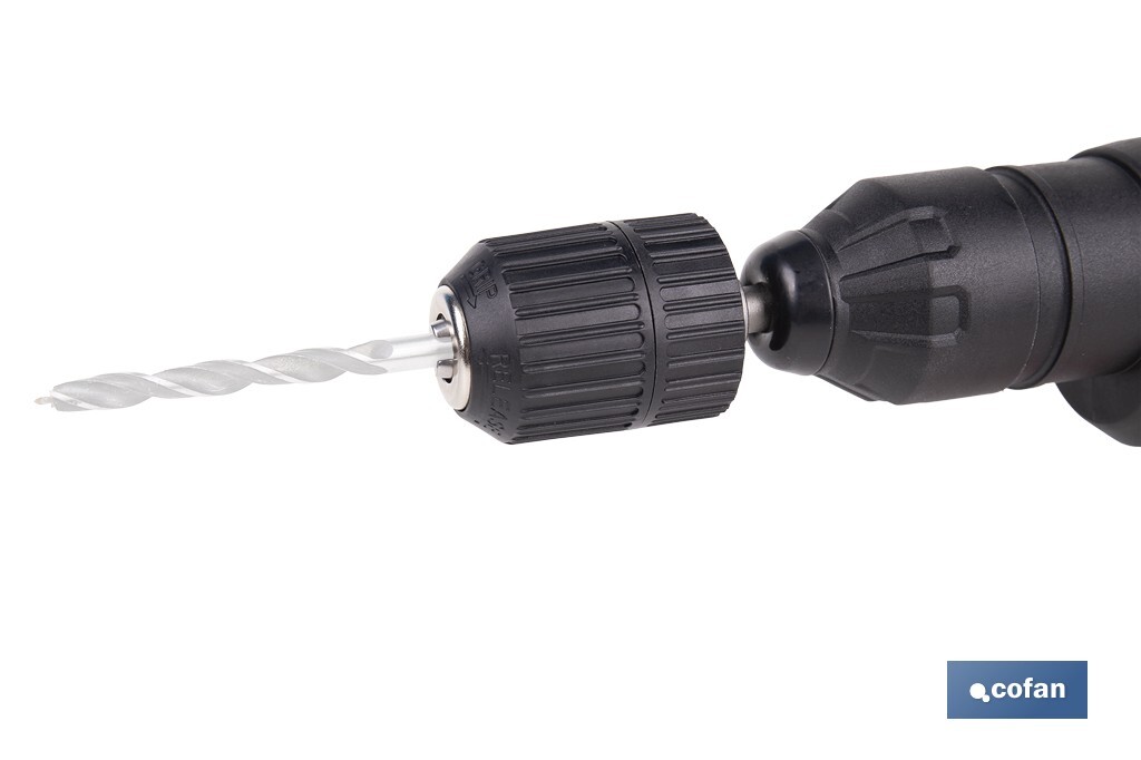 Martillo perforador SDS Plus sin escobillas multifunción | Taladra, percute y cincela | Incluye: maletín con accesorios, portabrocas automático con adaptador SDS PLUS, batería Li-Ion de 20 V y cargador - Cofan