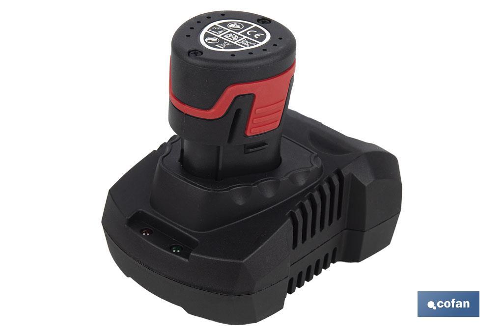 Taladro atornillador a batería | 19+ 1 posiciones de apriete | Batería Li-ion 12 V 2.0 Ah | Dos velocidades | Maletín incluido - Cofan