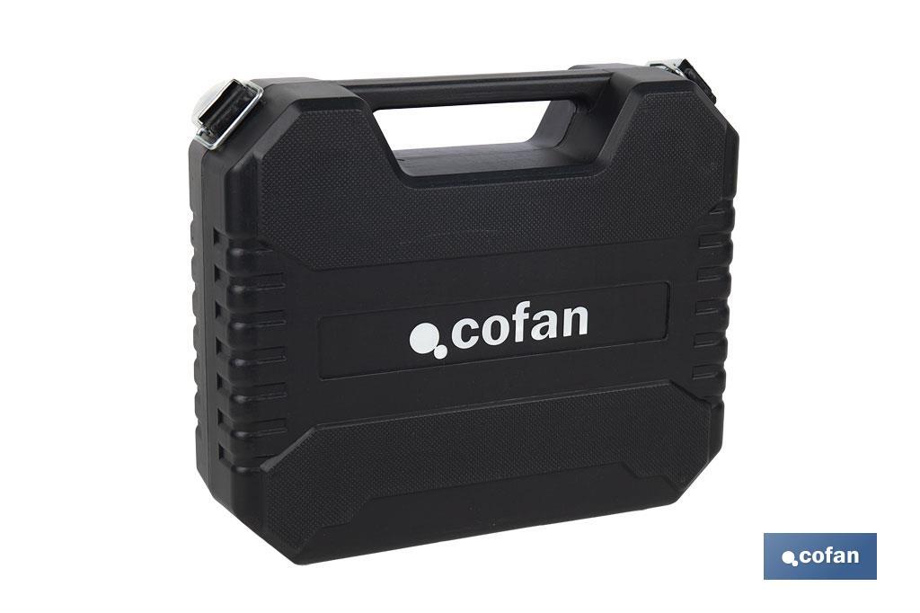 Taladro atornillador a batería | 19+ 1 posiciones de apriete | Batería Li-ion 12 V 2.0 Ah | Dos velocidades | Maletín incluido - Cofan