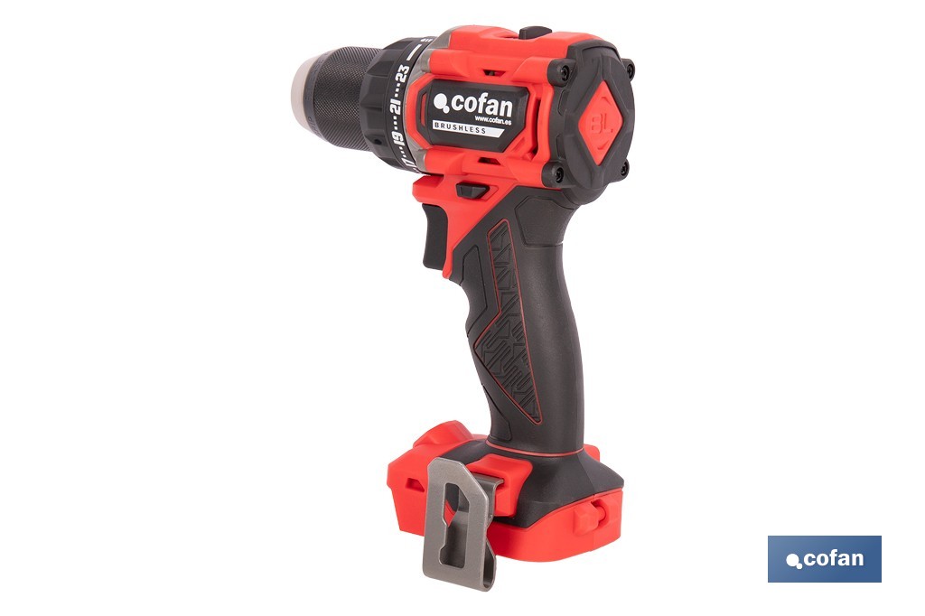 Taladro atornillador a batería con motor brushless | Potencia: 20 V | 2 velocidades | Disponible con y sin batería y cargador - Cofan