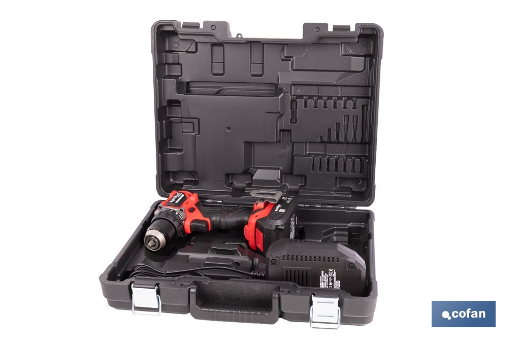 Taladro atornillador a batería con motor brushless | Potencia: 20 V | 2 velocidades | Disponible con y sin batería y cargador - Cofan