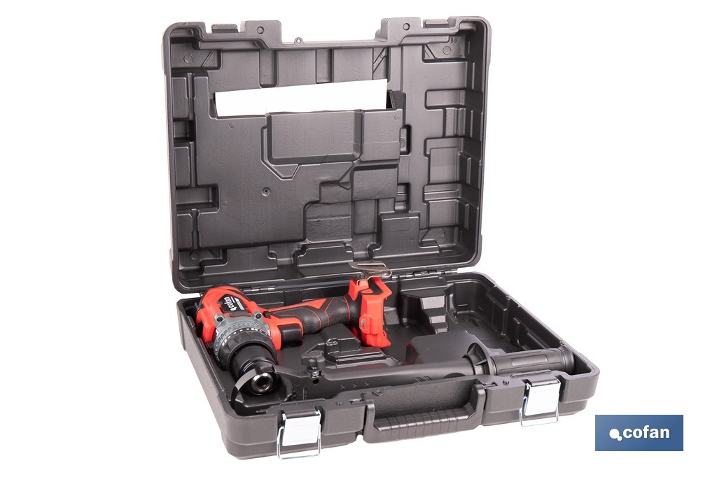 Taladro percutor a batería con motor brushless | Potencia: 20 V | 2 velocidades + percusión | Accesorios incluidos | Disponible con y sin batería y cargador - Cofan