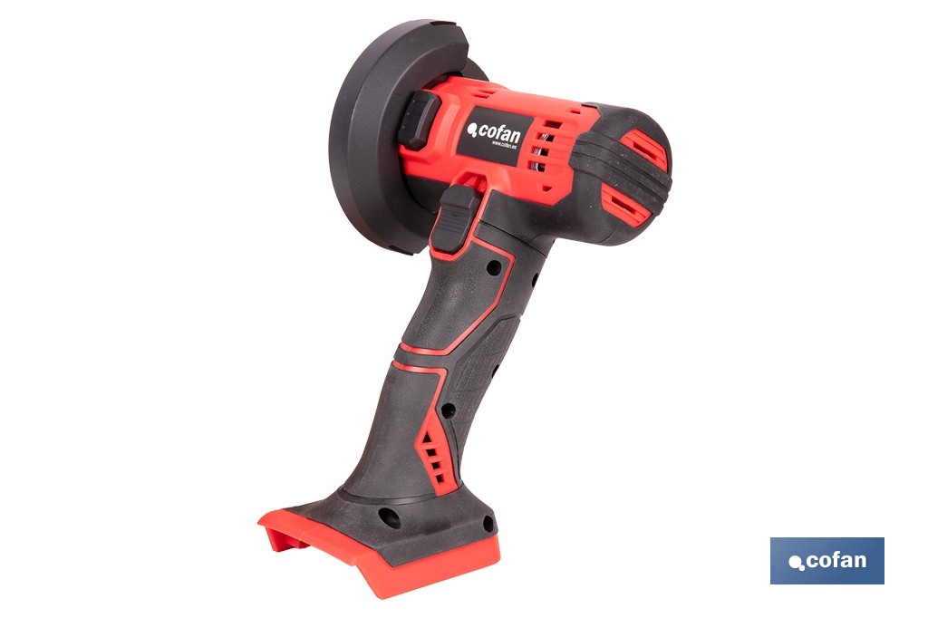 Mini amoladora a batería | 19.500 rpm | Para discos 76 mm | Empuñadura ergonómica | Disponible con y sin batería y cargador - Cofan