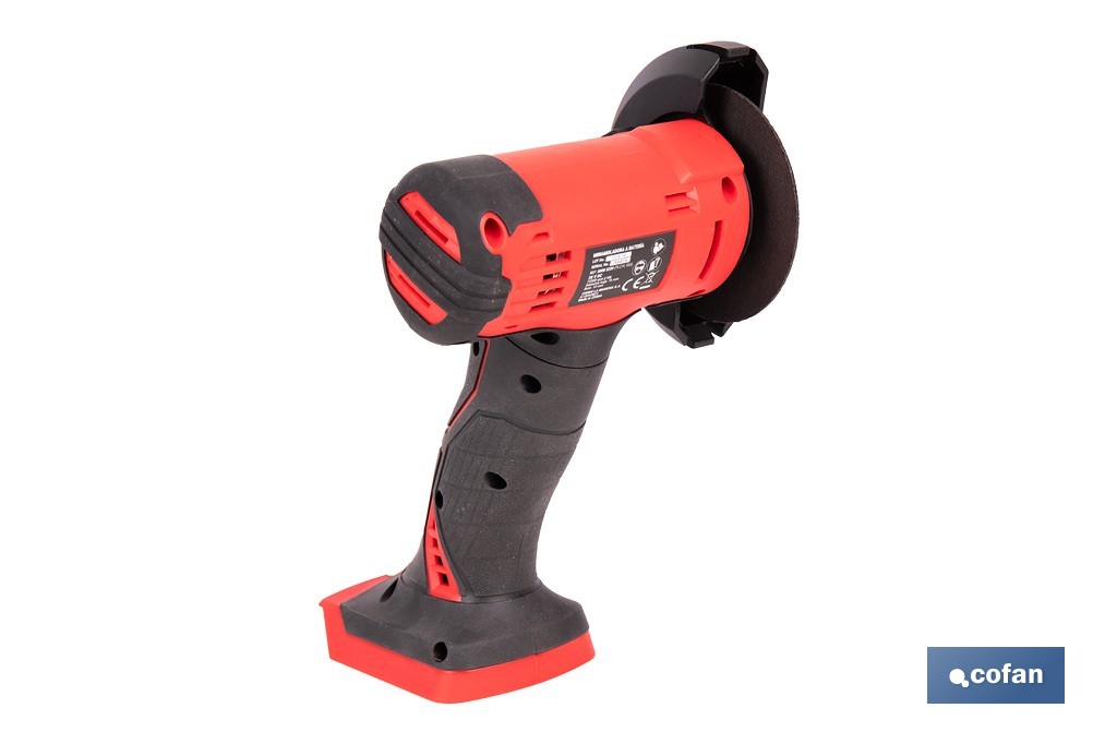 Mini amoladora a batería | 19.500 rpm | Para discos 76 mm | Empuñadura ergonómica | Disponible con y sin batería y cargador - Cofan
