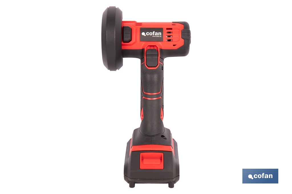 Mini amoladora a batería | 19.500 rpm | Para discos 76 mm | Empuñadura ergonómica | Disponible con y sin batería y cargador - Cofan