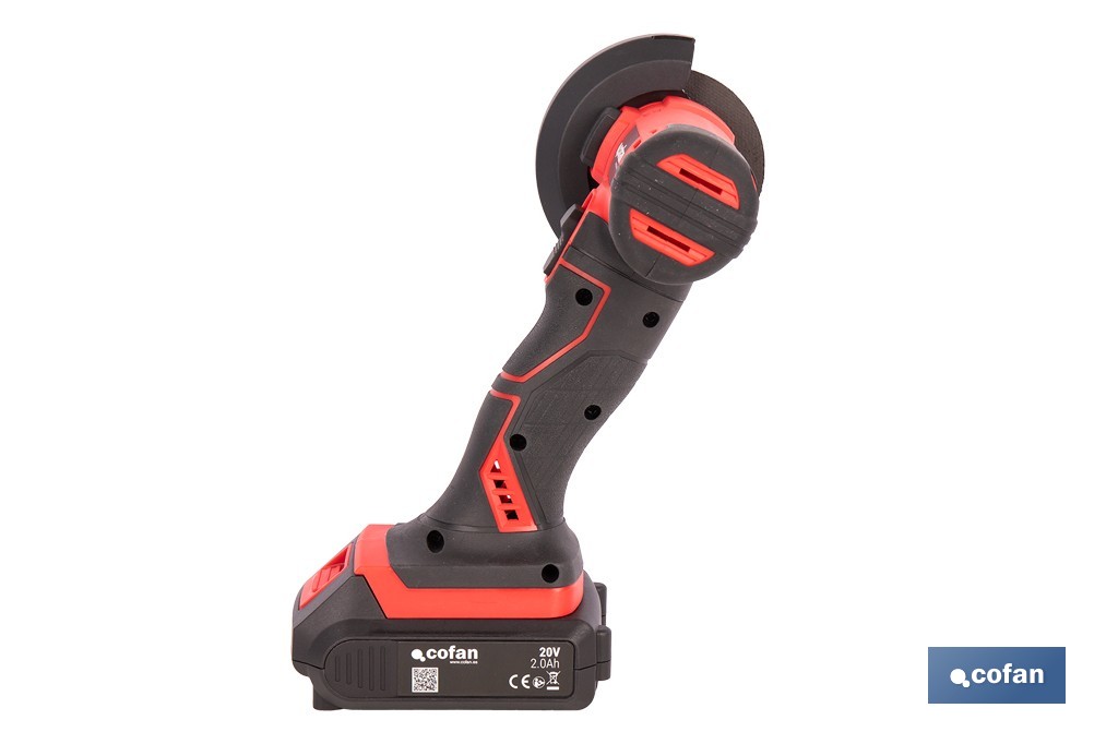 Mini amoladora a batería | 19.500 rpm | Para discos 76 mm | Empuñadura ergonómica | Disponible con y sin batería y cargador - Cofan