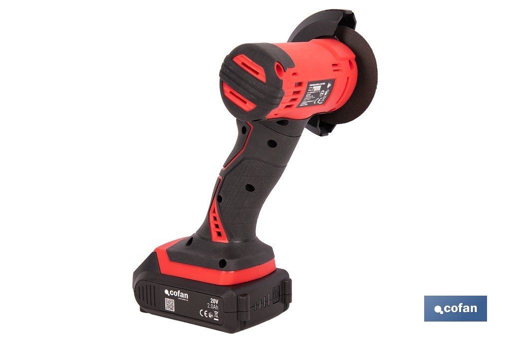 Mini amoladora a batería | 19.500 rpm | Para discos 76 mm | Empuñadura ergonómica | Disponible con y sin batería y cargador - Cofan