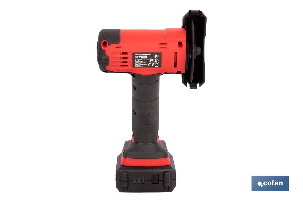 Mini amoladora a batería | 19.500 rpm | Para discos 76 mm | Empuñadura ergonómica | Disponible con y sin batería y cargador - Cofan