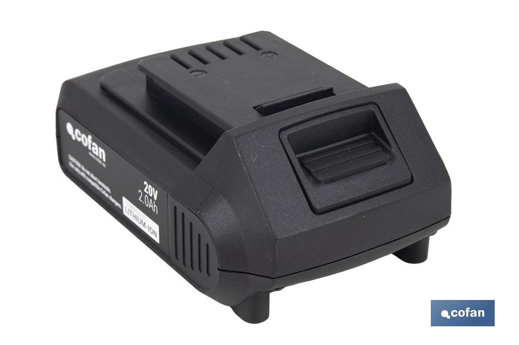 Batería de litio Li-ion de 20V y 2.0 Ah | Adecuada para herramientas eléctricas Cofan | Protección electrónica integral - Cofan
