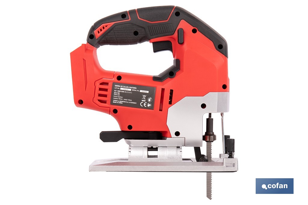 Sierra de calar a batería con motor brushless | Velocidad variable | Acción pendular | Disponible con y sin batería y cargador - Cofan