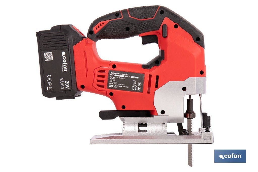 Sierra de calar a batería con motor brushless | Velocidad variable | Acción pendular | Disponible con y sin batería y cargador - Cofan
