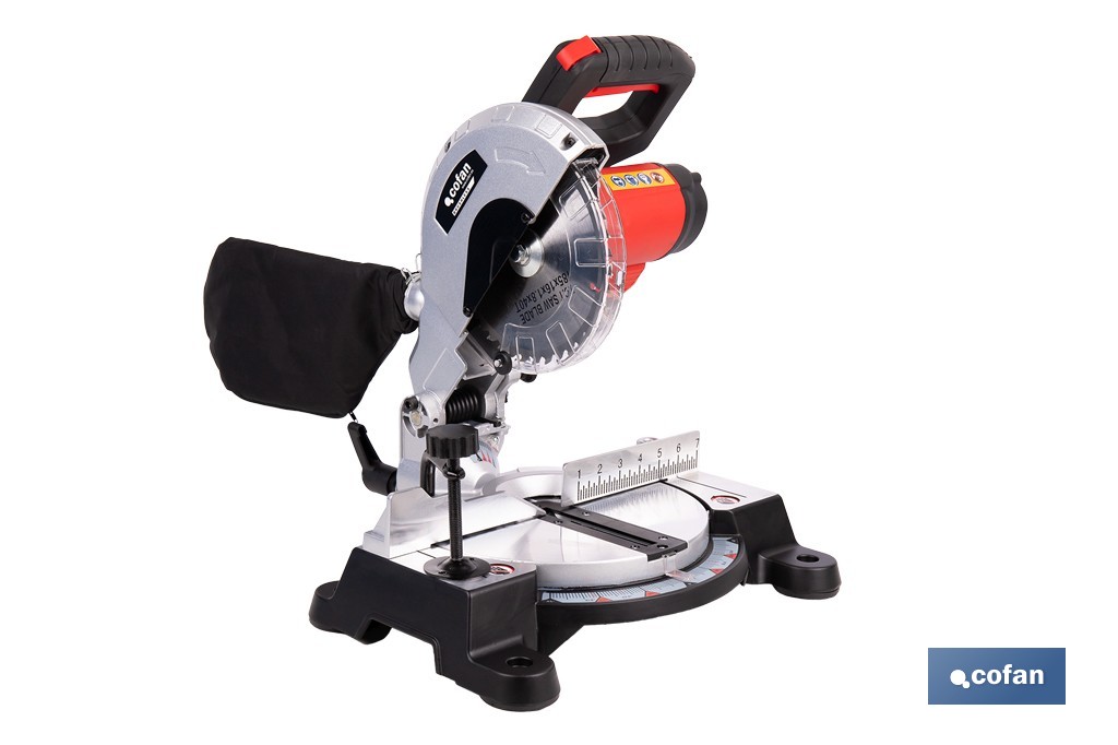 Ingletadora a batería 20 V con motor brushless | Corte máx. 105 mm, inclinación -45°/+45°, velocidad 3200 rpm | Incluye bolsa de polvo | Disponible con y sin batería y cargador - Cofan