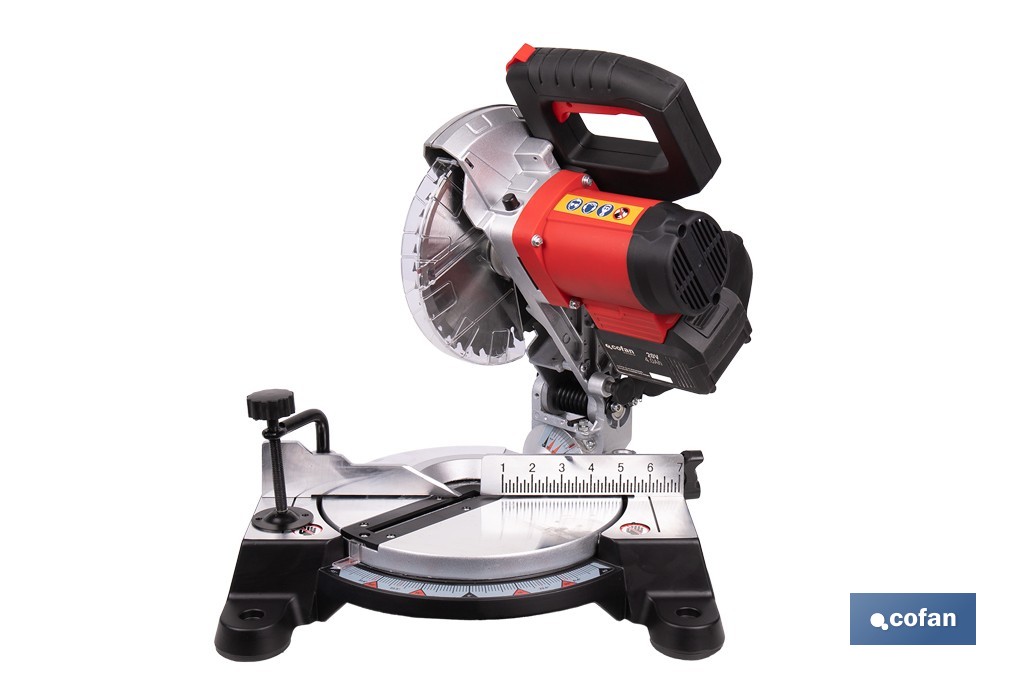 Ingletadora a batería 20 V con motor brushless | Corte máx. 105 mm, inclinación -45°/+45°, velocidad 3200 rpm | Incluye bolsa de polvo | Disponible con y sin batería y cargador - Cofan