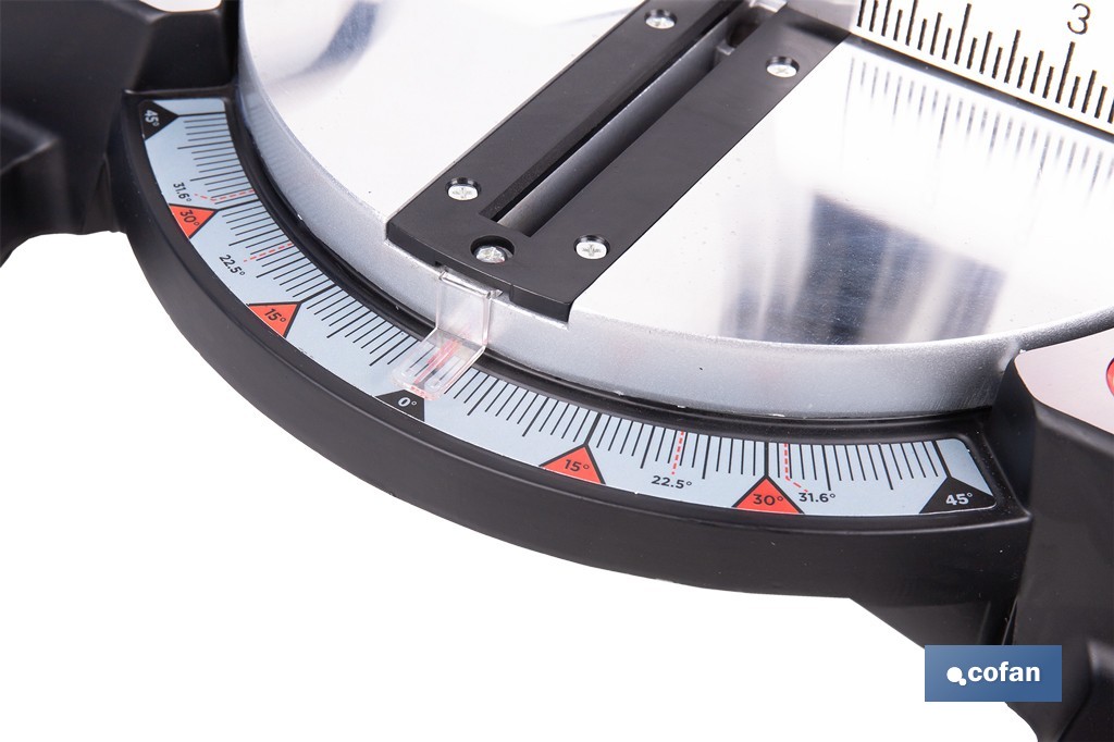 Ingletadora a batería 20 V con motor brushless | Corte máx. 105 mm, inclinación -45°/+45°, velocidad 3200 rpm | Incluye bolsa de polvo | Disponible con y sin batería y cargador - Cofan