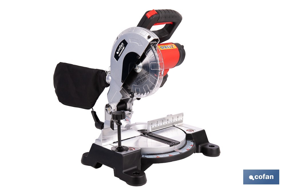 Ingletadora a batería 20 V con motor brushless | Corte máx. 105 mm, inclinación -45°/+45°, velocidad 3200 rpm | Incluye bolsa de polvo | Disponible con y sin batería y cargador - Cofan