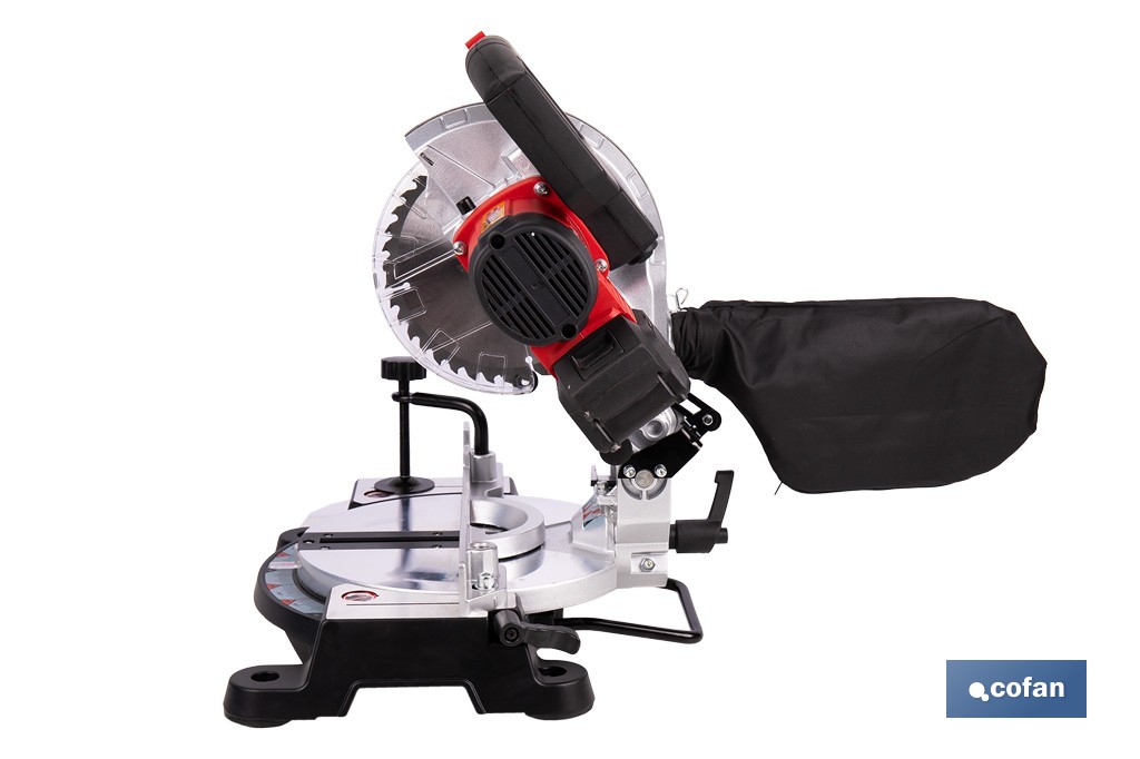 Ingletadora a batería 20 V con motor brushless | Corte máx. 105 mm, inclinación -45°/+45°, velocidad 3200 rpm | Incluye bolsa de polvo | Disponible con y sin batería y cargador - Cofan