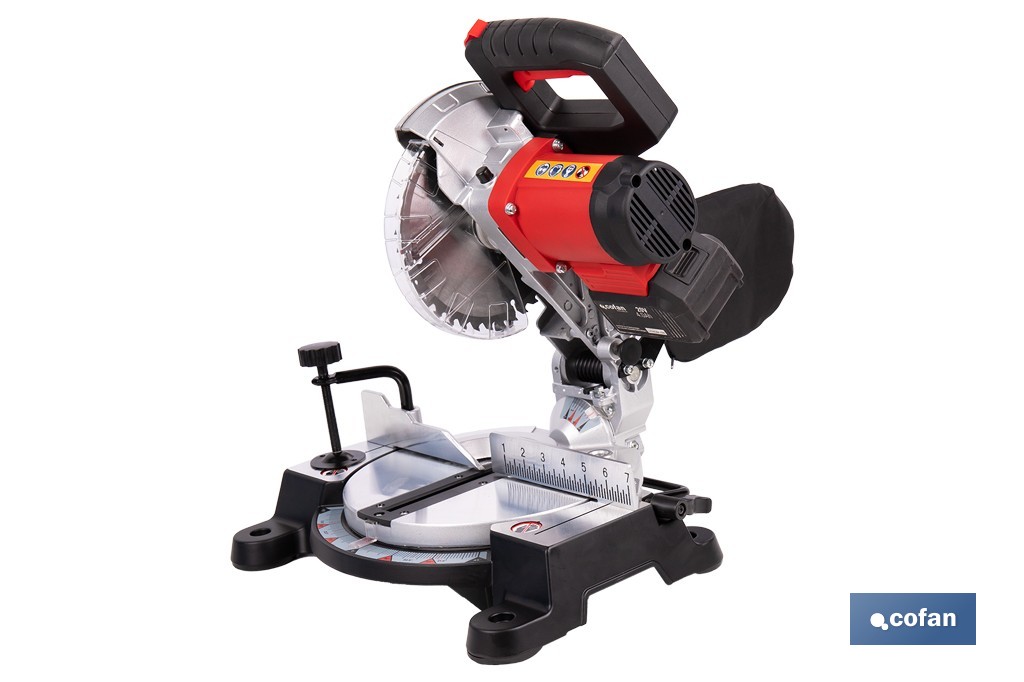 Ingletadora a batería 20 V con motor brushless | Corte máx. 105 mm, inclinación -45°/+45°, velocidad 3200 rpm | Incluye bolsa de polvo | Disponible con y sin batería y cargador - Cofan