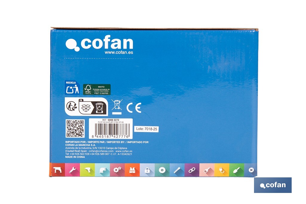 Pack de cargador 20 V 4.5 A + Batería 20 V 4.0 Ah Li-Ion | Compatible con sistema 1 for All | Protección contra sobrecarga y larga duración - Cofan